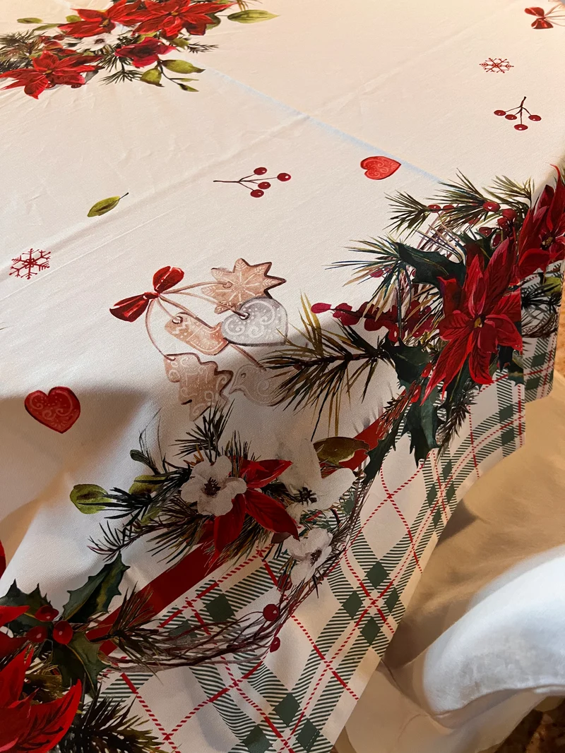 Stella di Natale - Tovaglia rotonda in cotone con stampa digitale