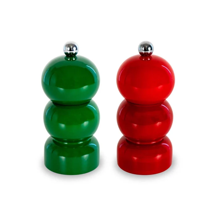Set macina pepe e sale in legno laccato - Verde & Rosso