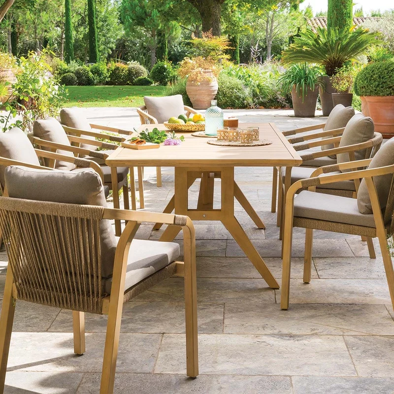 Tavolo da giardino rettangolare in legno di acacia 220x100 cm – Papuasia
