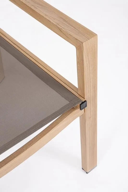Salotto da giardino completo 4 posti in alluminio effetto legno naturale – Kallen