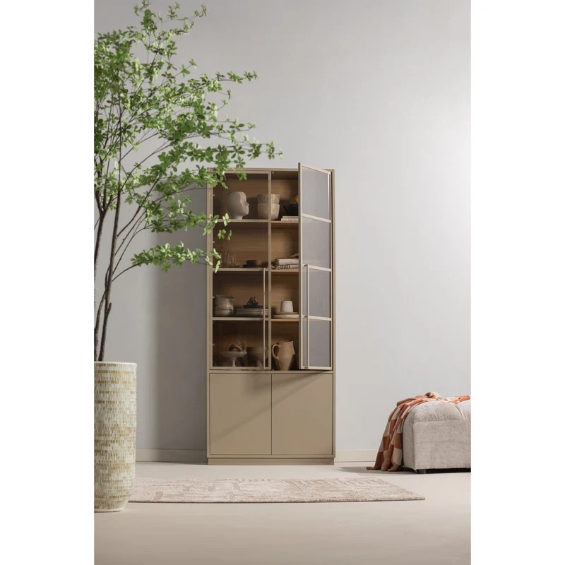 Vetrina 2 ante in legno di pino Reby 101x236 cm