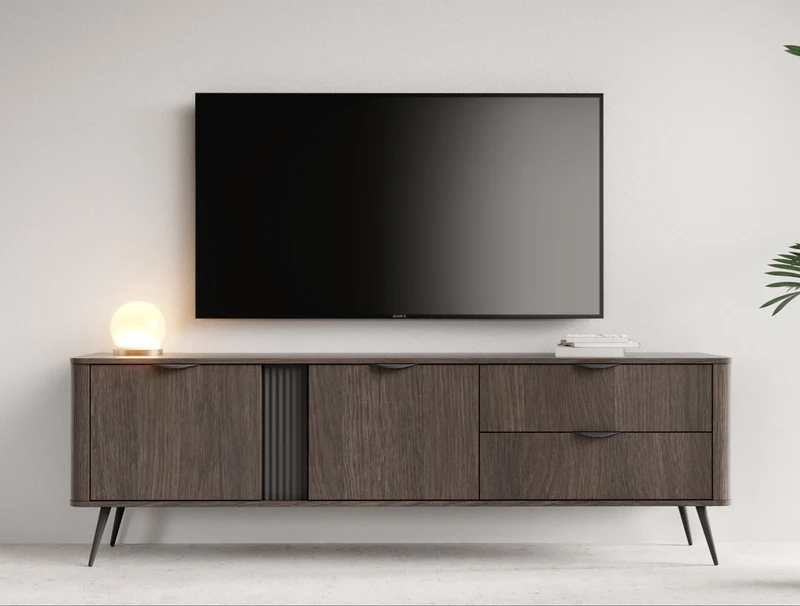 Mobile TV 2 ante 2 cassetti con gambe in metallo Veris 195x61 cm