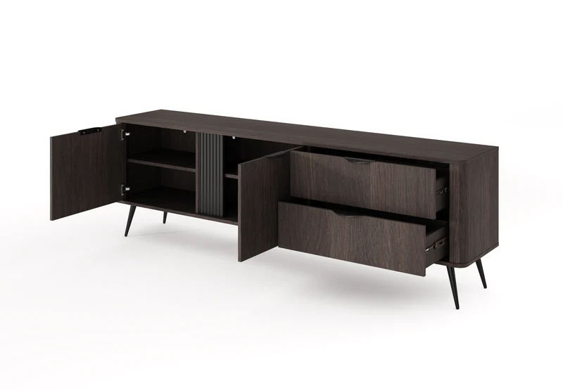 Mobile TV 2 ante 2 cassetti con gambe in metallo Veris 195x61 cm