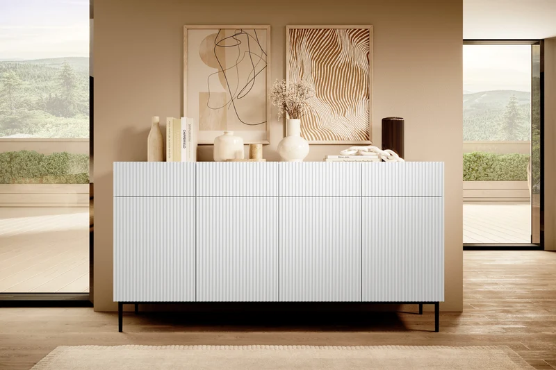 Madia 4 ante 4 cassetti con piede in metallo Nicole 200x105 cm