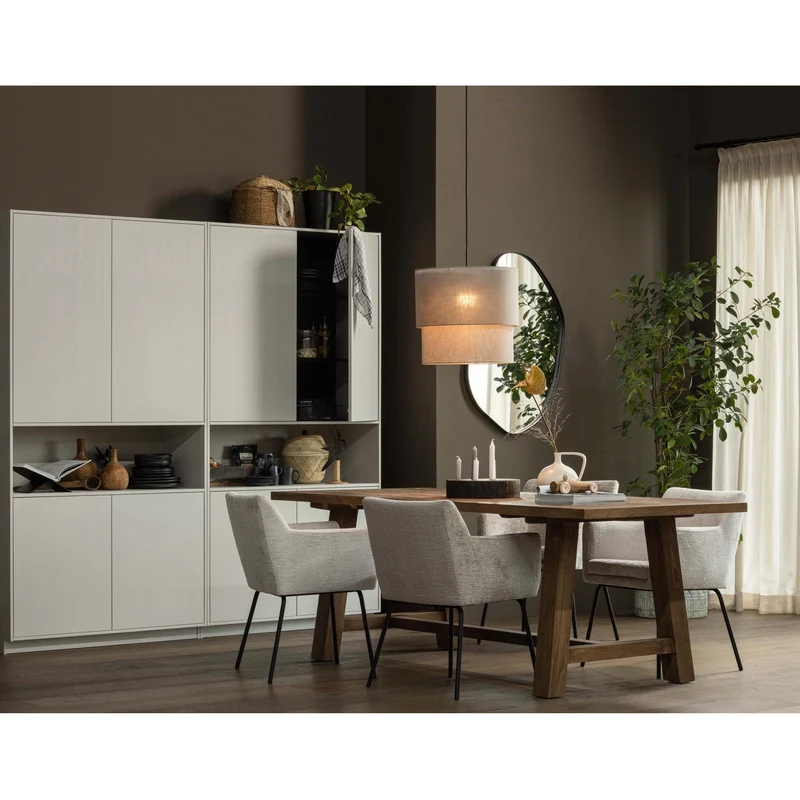 Credenza 4 ante in legno di pino grigio nebbia Finca 110x210 cm
