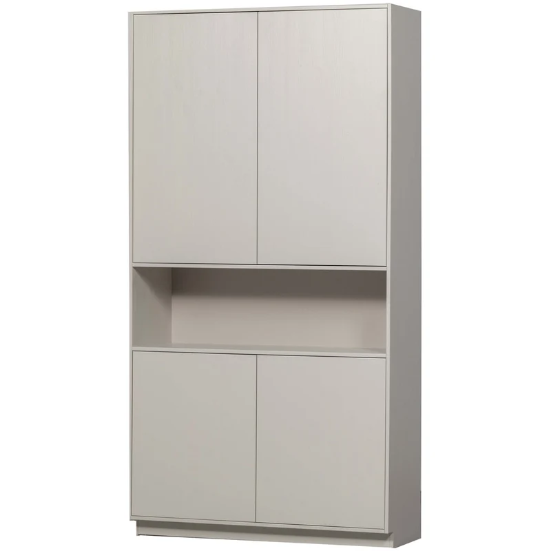 Credenza 4 ante in legno di pino grigio nebbia Finca 110x210 cm