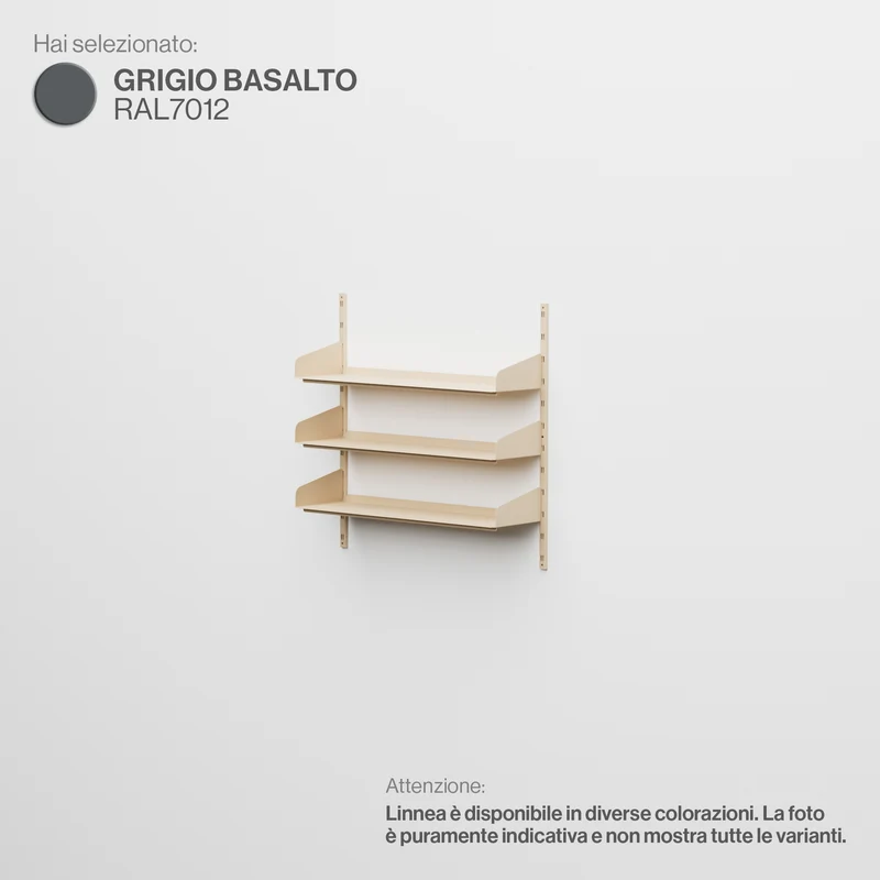 Linnea - Sistema Modulare a Parete con 3 mensole da 90 cm, campata singola - Grigio Basalto (RAL7012)