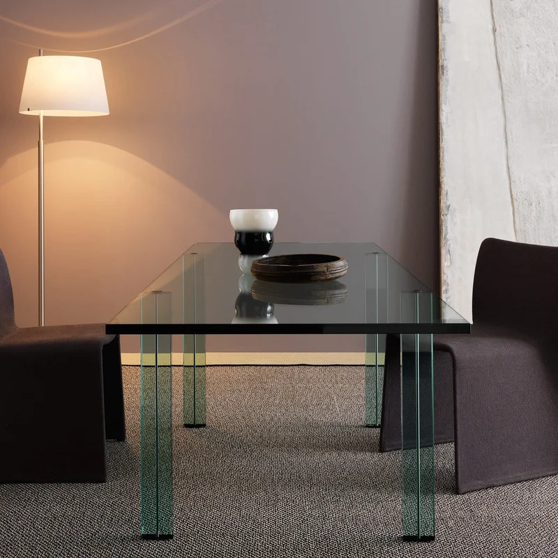 Glass Dining Table TESO TAVOLO by Renzo Piano for FontanaArte