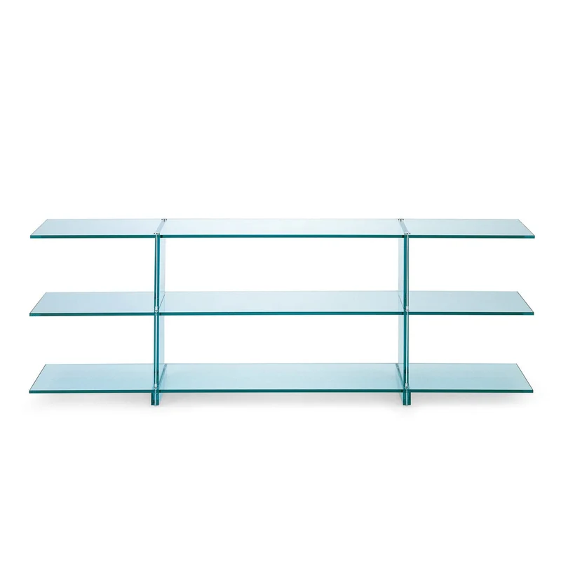 Glass Console & Bookshelf TESO CONSOLLE by Renzo Piano for FontanaArte