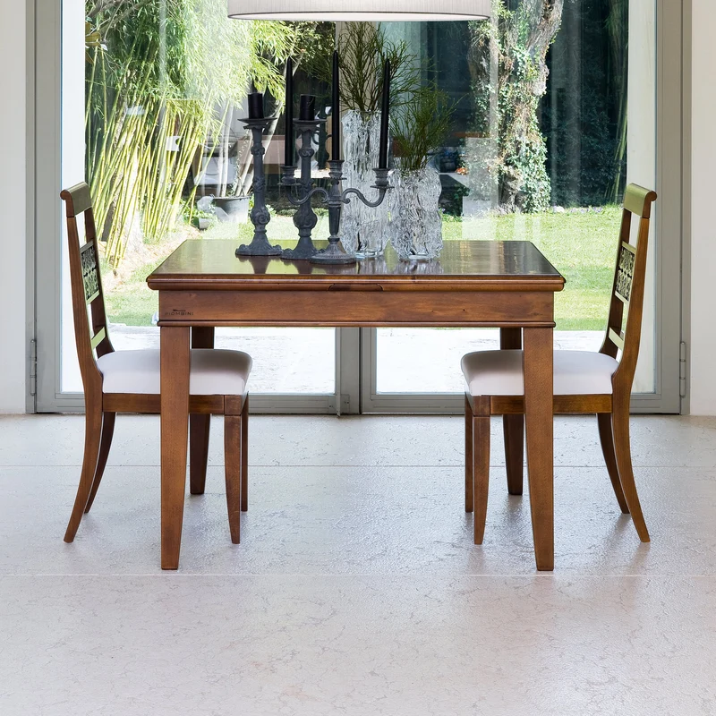 Tavolo Quadrato Classico Allungabile in Ciliegio