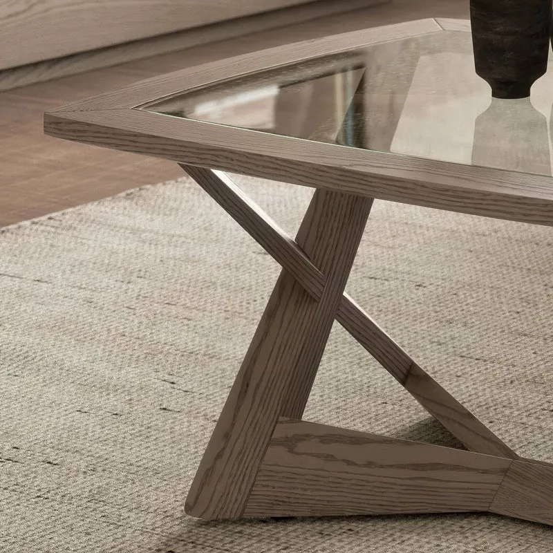 Tavolino Rettangolare Contemporaneo Sagomato in Legno di Frassino