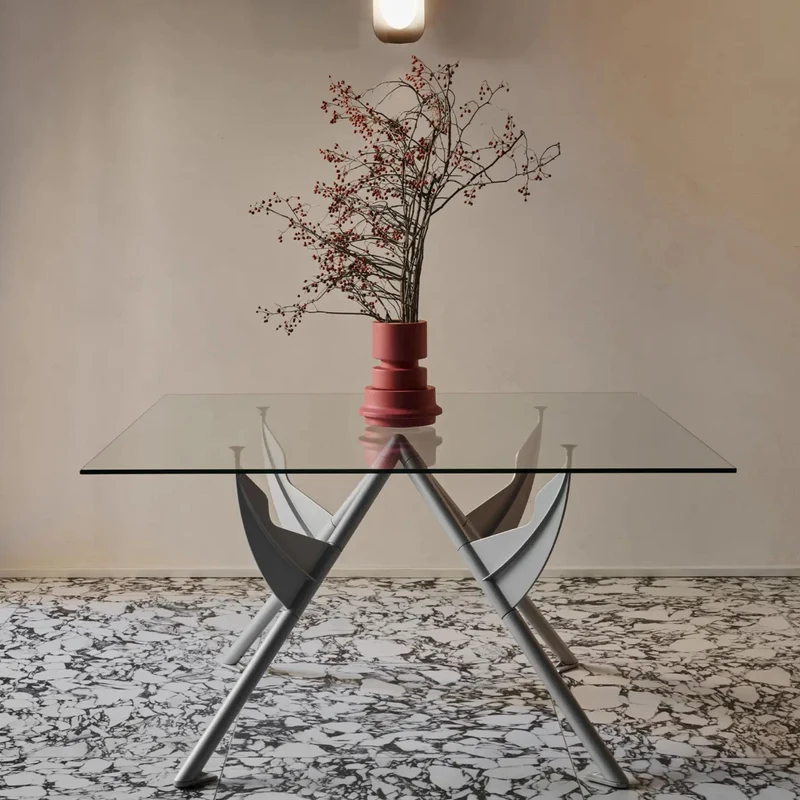 Crystal and Aluminum Table PRESIDENT M by Philippe Starck for Baleri Italia