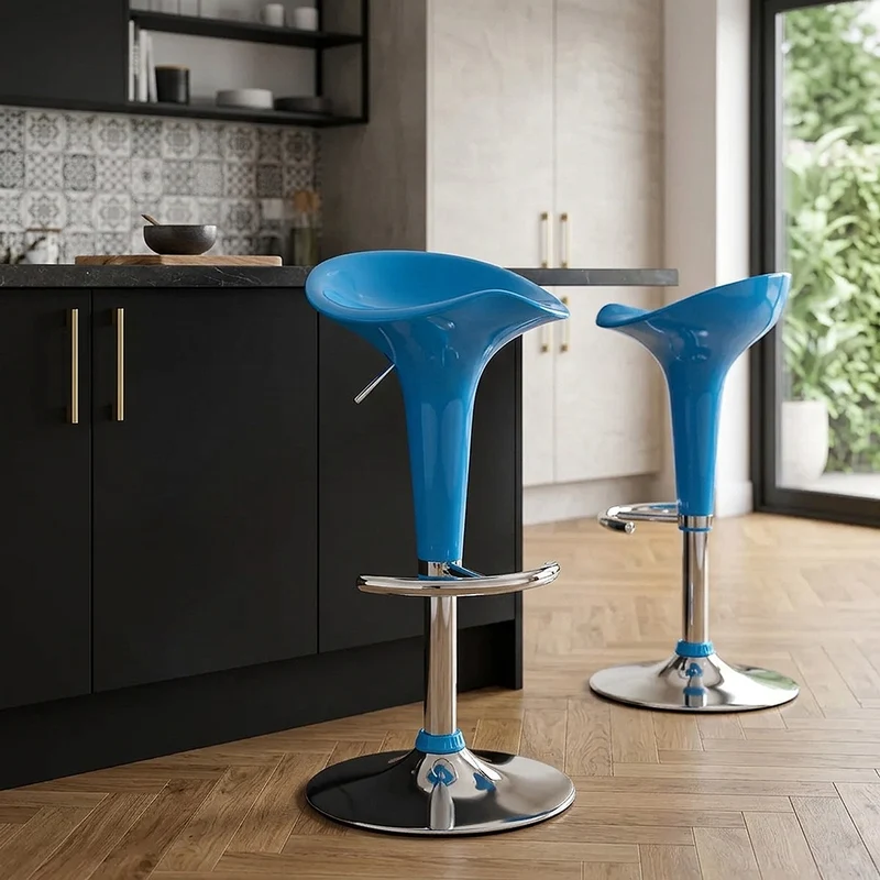 Sgabello Plastica Cromato - Gloss Coco Blu