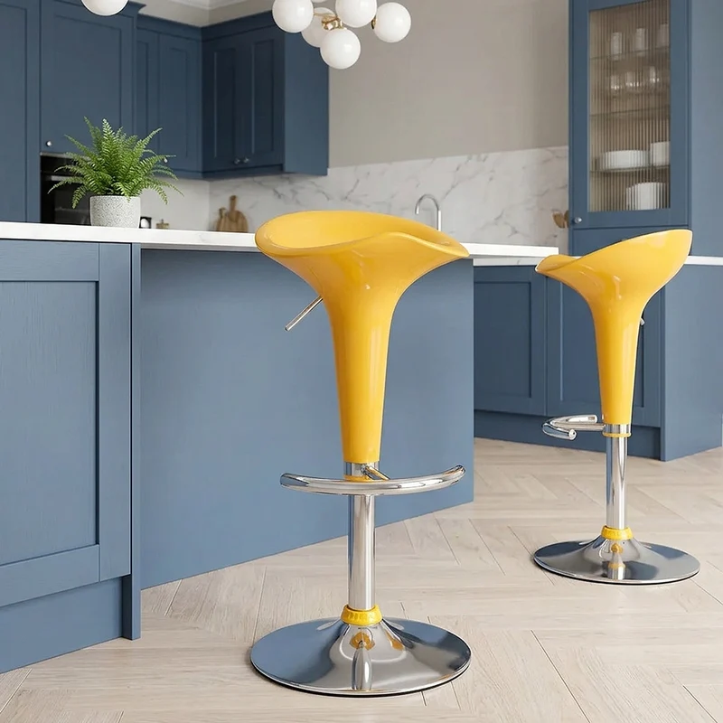 Sgabello Plastica Cromato - Gloss Coco Giallo