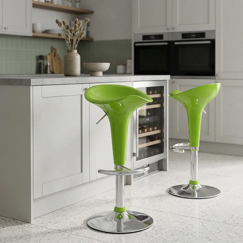 Sgabello Plastica Cromato - Gloss Coco Verde