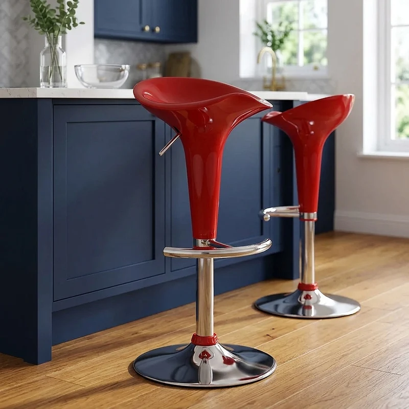 Sgabello Plastica Cromato - Gloss Coco Rosso