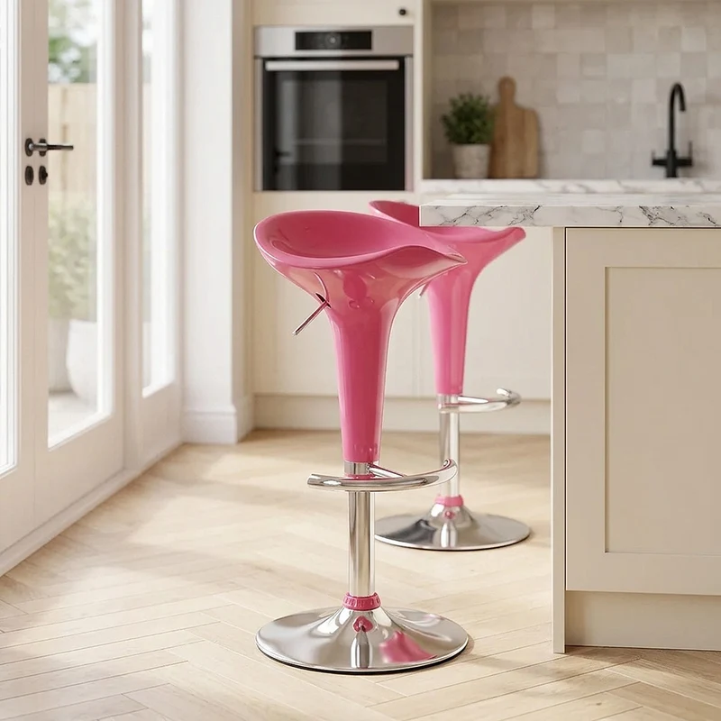 Sgabello Plastica Cromato - Gloss Coco Rosa