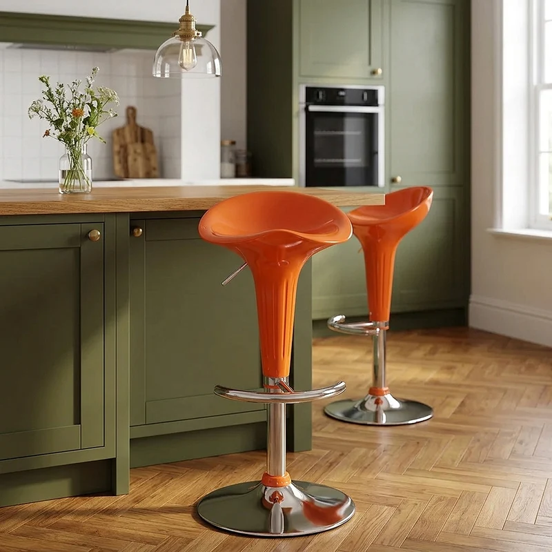 Sgabello Plastica Cromato - Gloss Coco Arancione