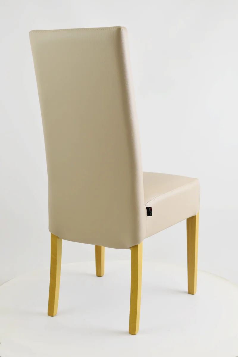 Sedia outlet modello 36 imbottita in finta pelle colore lino gambe color rovere