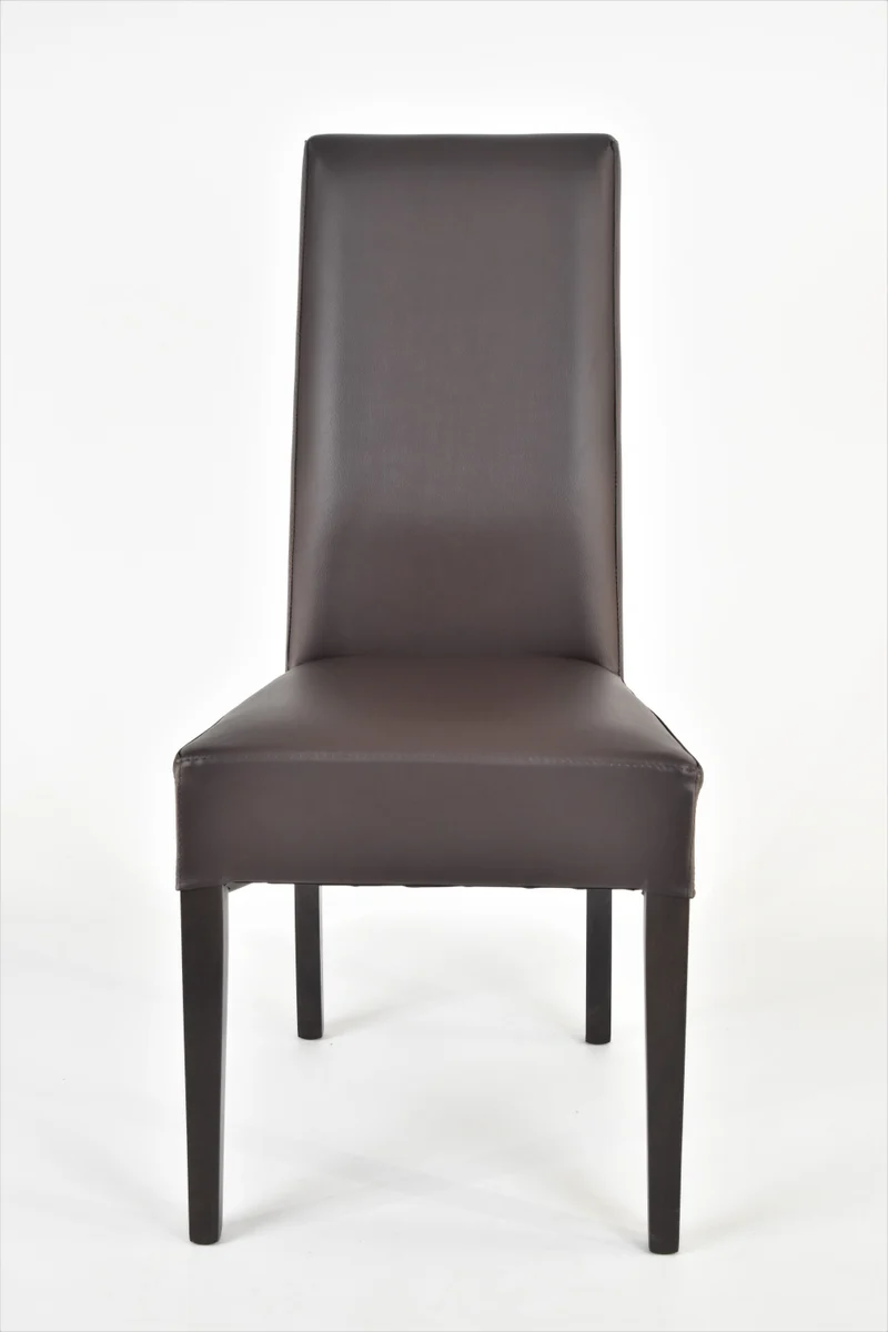 Sedia outlet modello 36 imbottita in finta pelle colore moka gambe color wengè