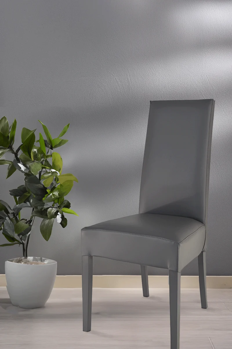 Sedia outlet modello 36 imbottita in finta pelle colore grigio scuro