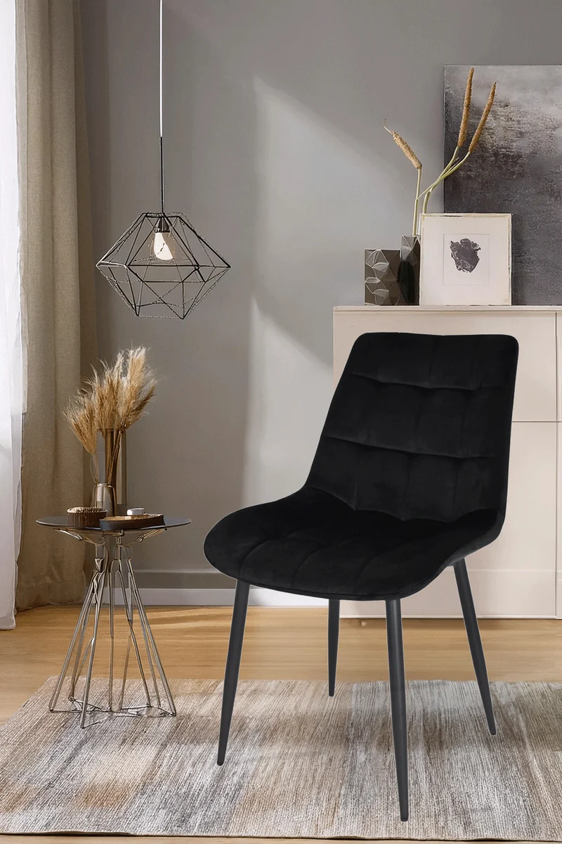 Sedia outlet modello 98 imbottita in velluto colore nero