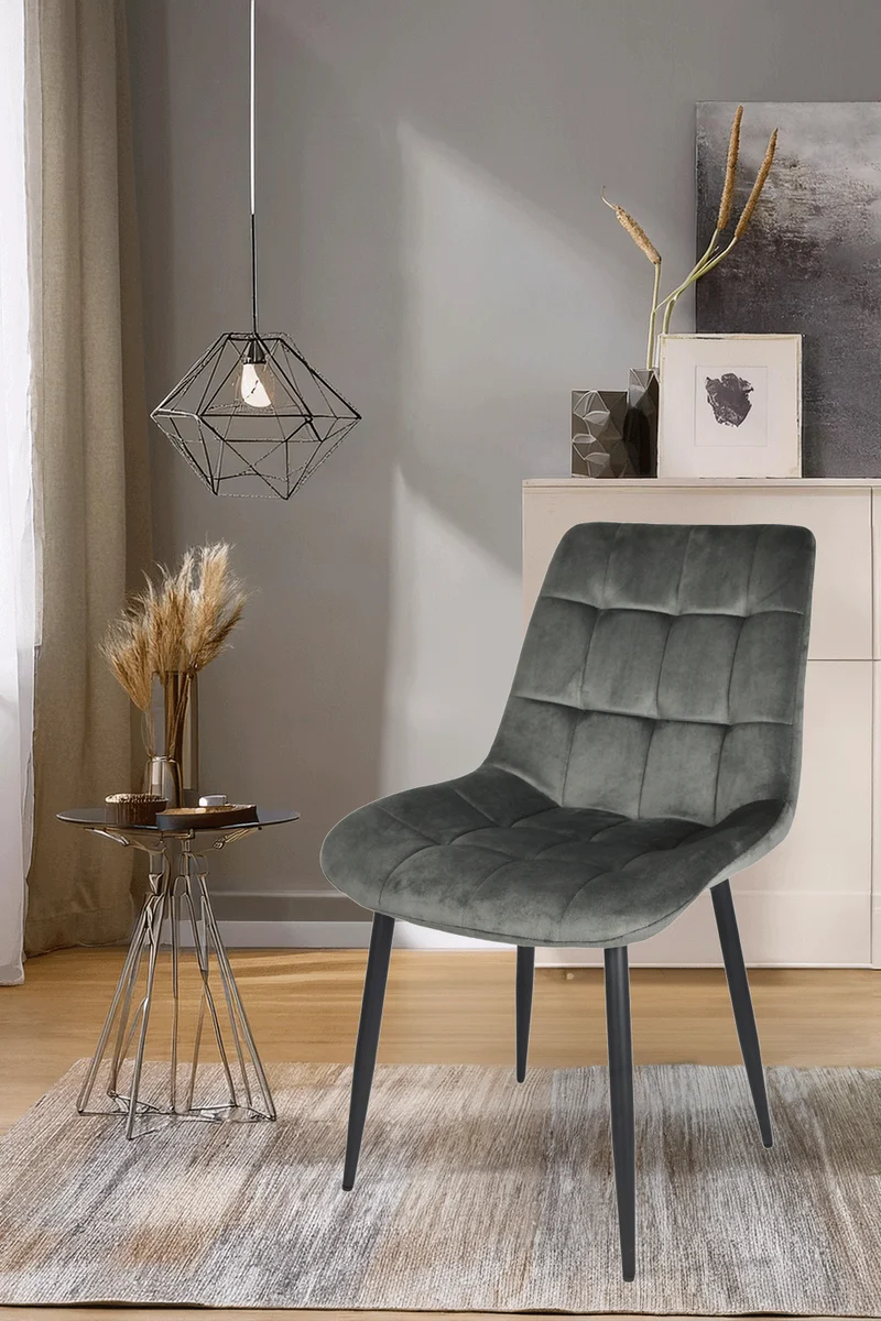 Sedia outlet modello 98 imbottita in velluto color grigio scuro