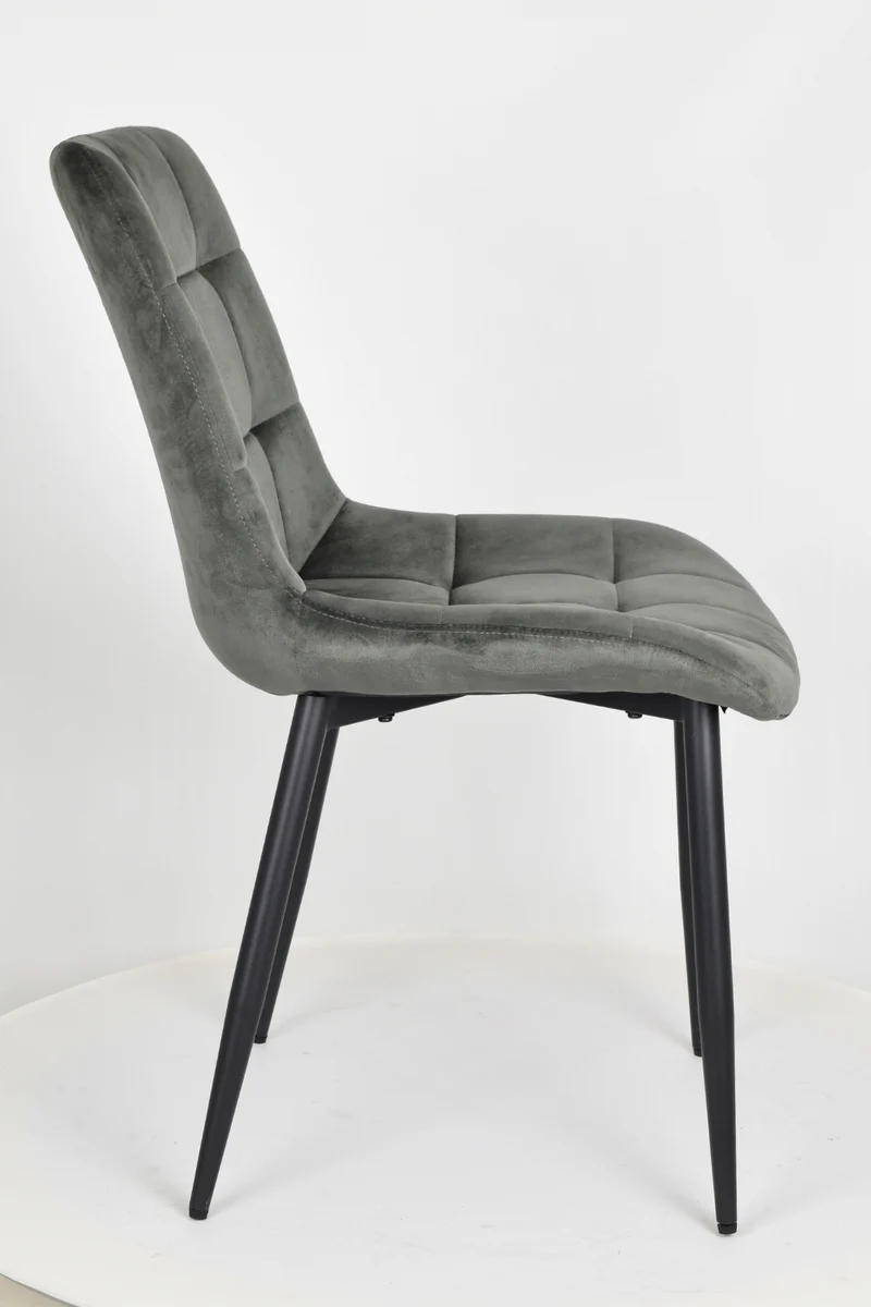 Sedia outlet modello 98 imbottita in velluto color grigio scuro