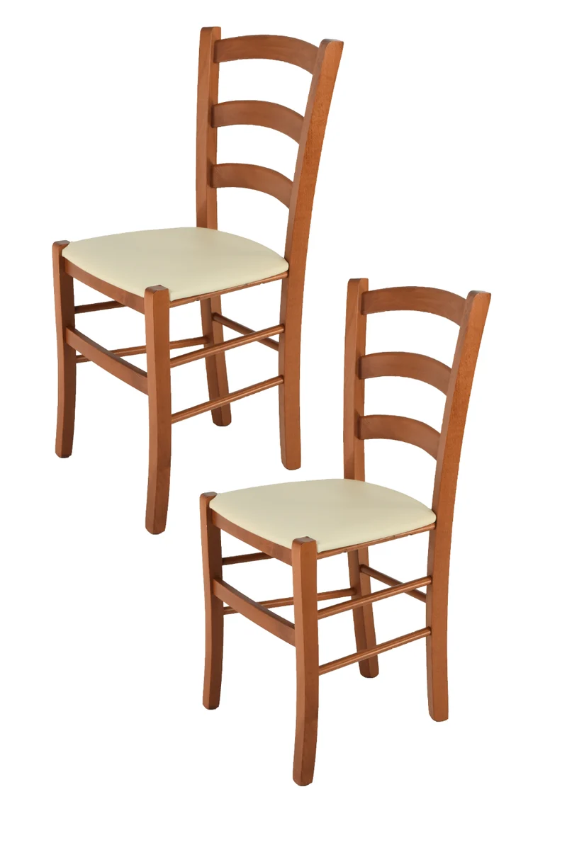 Sedia modello Venice con robusta struttura in Legno di faggio verniciato e seduta in ecopelle o tessuto