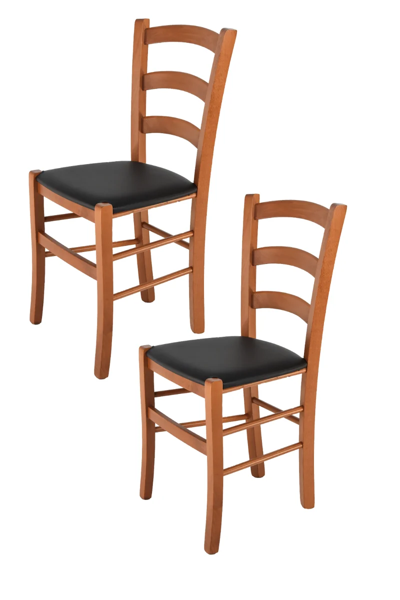 Sedia modello Venice con robusta struttura in Legno di faggio verniciato e seduta in ecopelle o tessuto