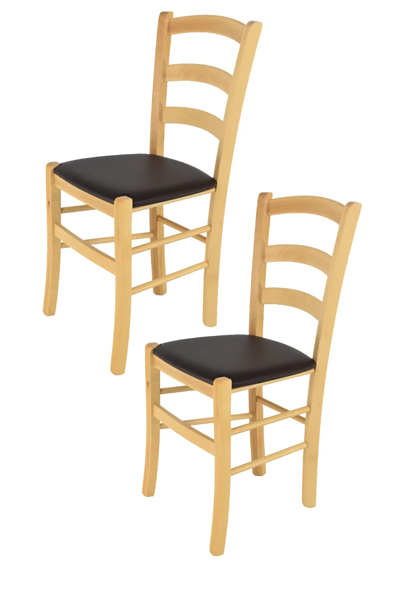 Sedia modello Venice con robusta struttura in Legno di faggio verniciato e seduta in ecopelle o tessuto