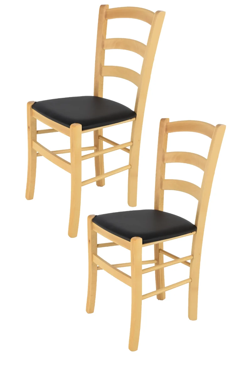 Sedia modello Venice con robusta struttura in Legno di faggio verniciato e seduta in ecopelle o tessuto