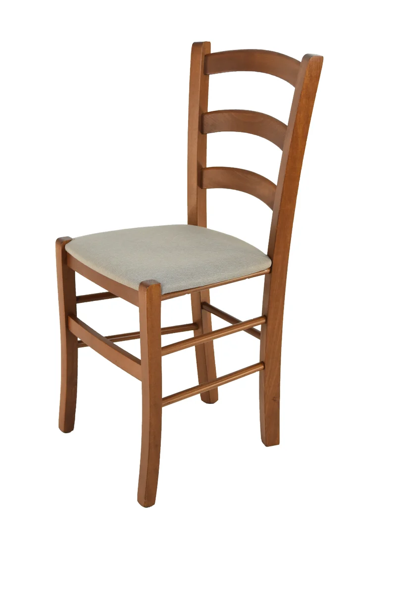Sedia modello Venice con robusta struttura in Legno di faggio verniciato e seduta in ecopelle o tessuto