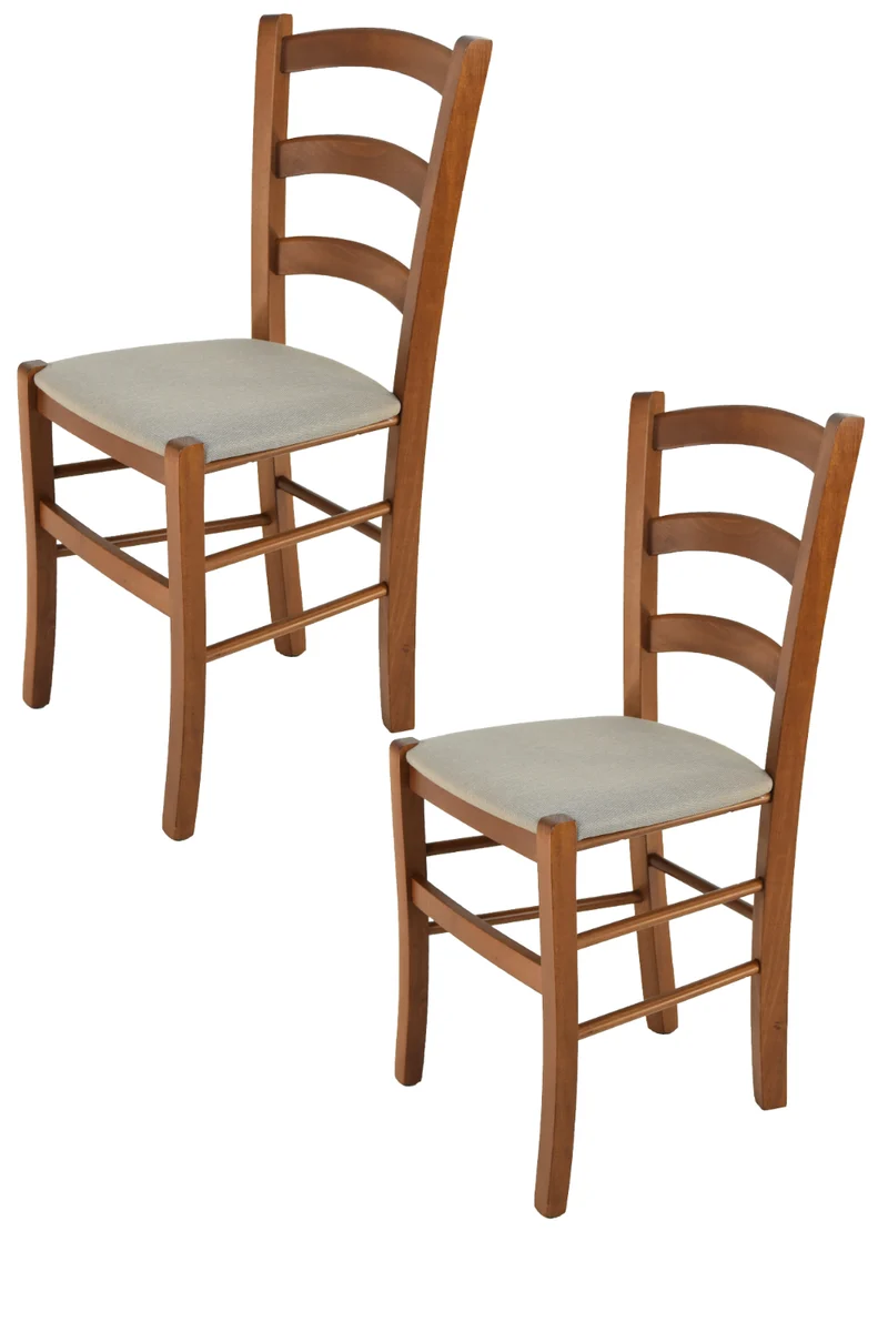 Sedia modello Venice con robusta struttura in Legno di faggio verniciato e seduta in ecopelle o tessuto