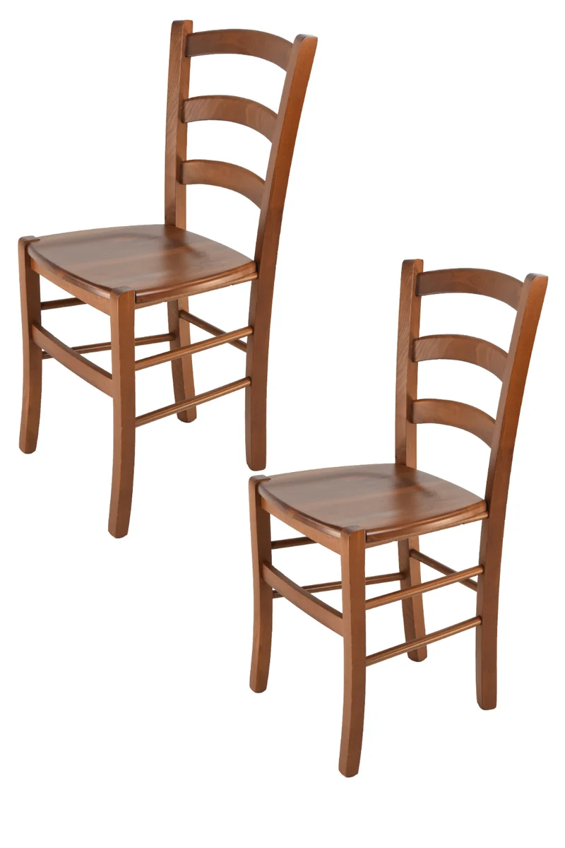 Sedia modello Venice con robusta struttura in legno di faggio e seduta in legno massello
