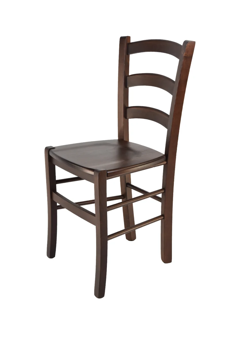 Sedia modello Venice con robusta struttura in legno di faggio e seduta in legno massello