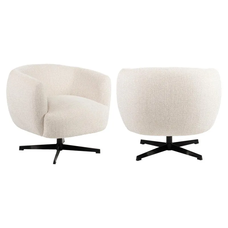 Richmond Interiors Lounge Stuhl Estelle beige blockweave swivel