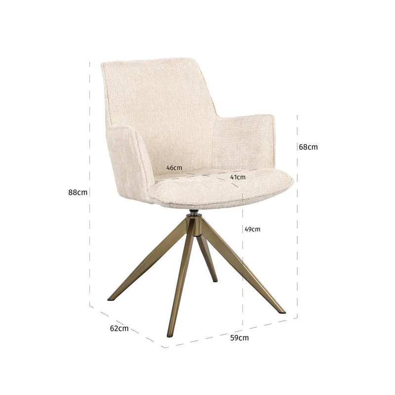 Richmond Interiors Esszimmerstuhl Dakota natural chunky swivel with arm
