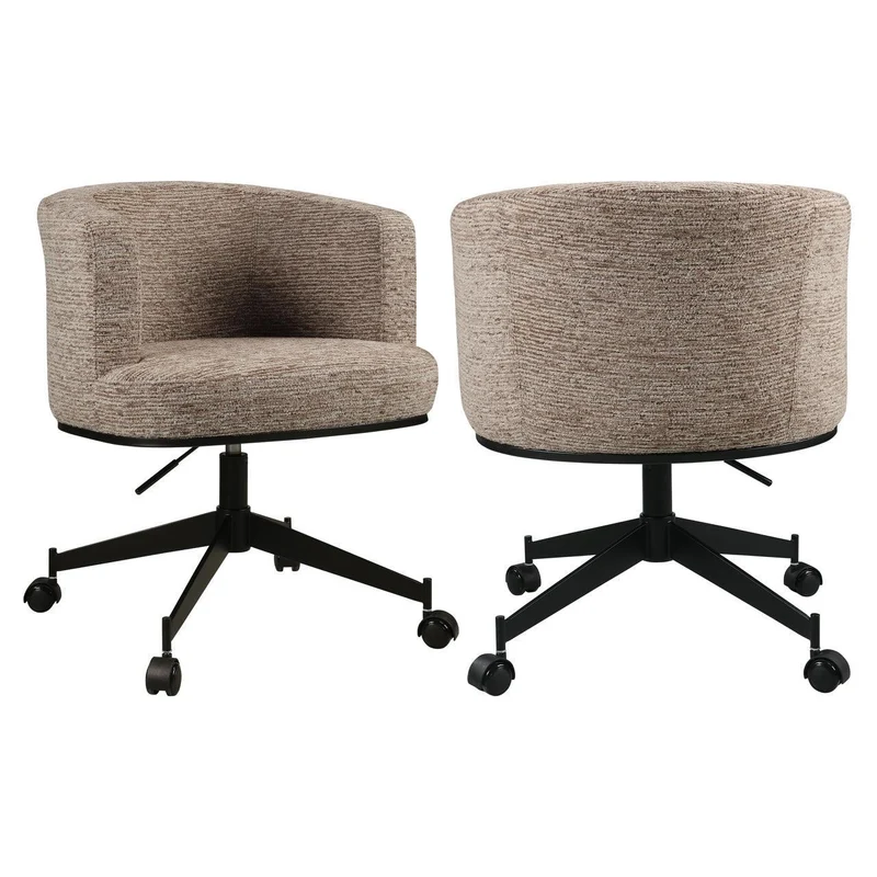 Richmond Interiors Esszimmerstuhl Rochenne mocca linear swivel on wheels