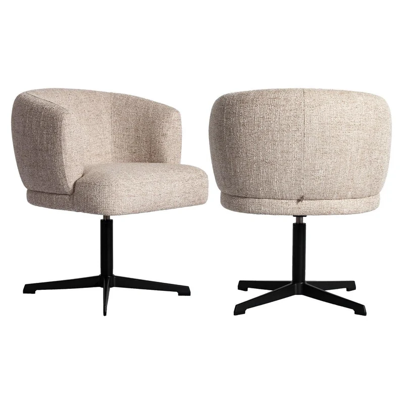 Richmond Interiors Esszimmerstuhl Dinan cream tweed fire retardant - swivel
