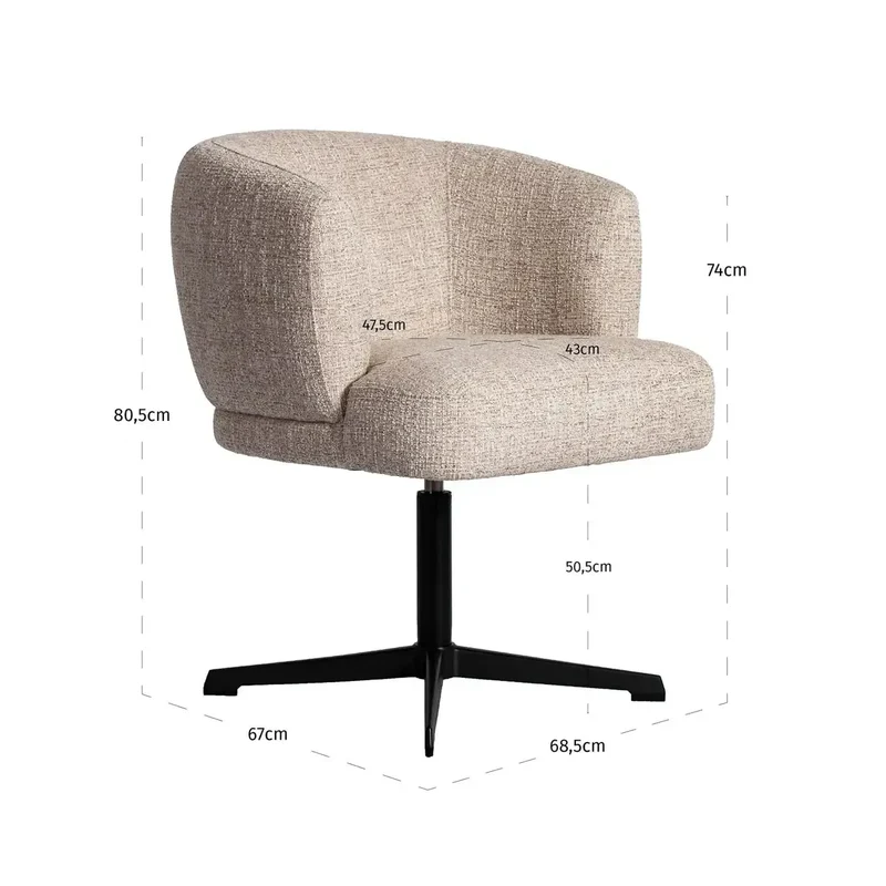 Richmond Interiors Esszimmerstuhl Dinan cream tweed fire retardant - swivel