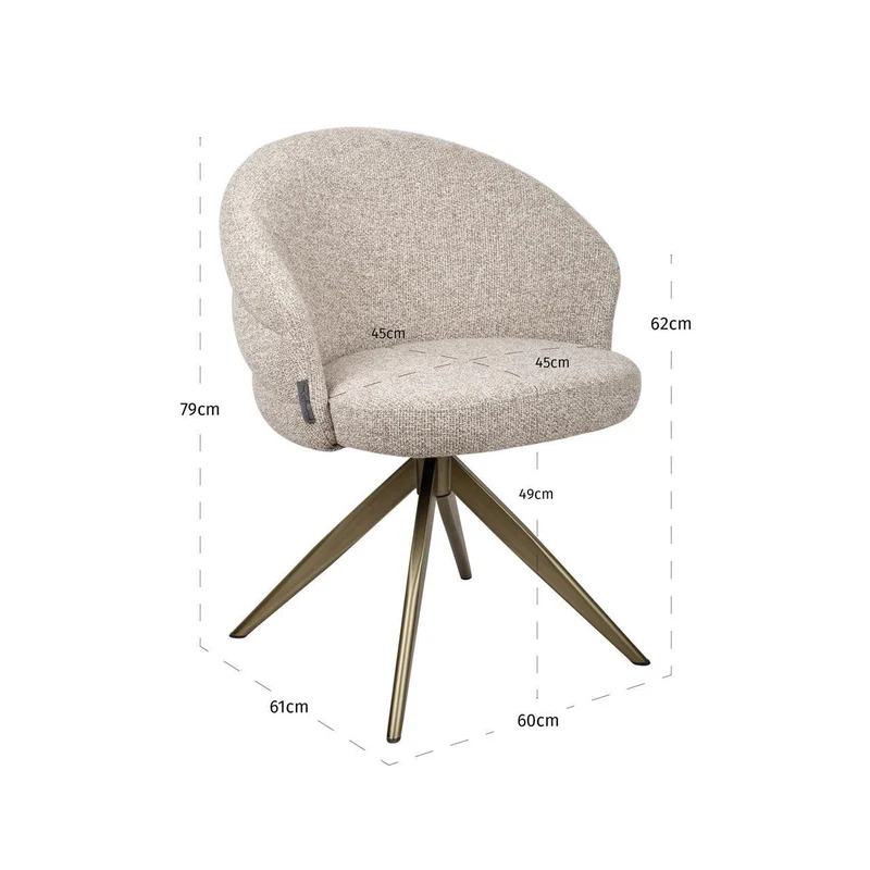 Richmond Interiors Esszimmerstuhl Zendaya cayenne brown swivel fire retardant