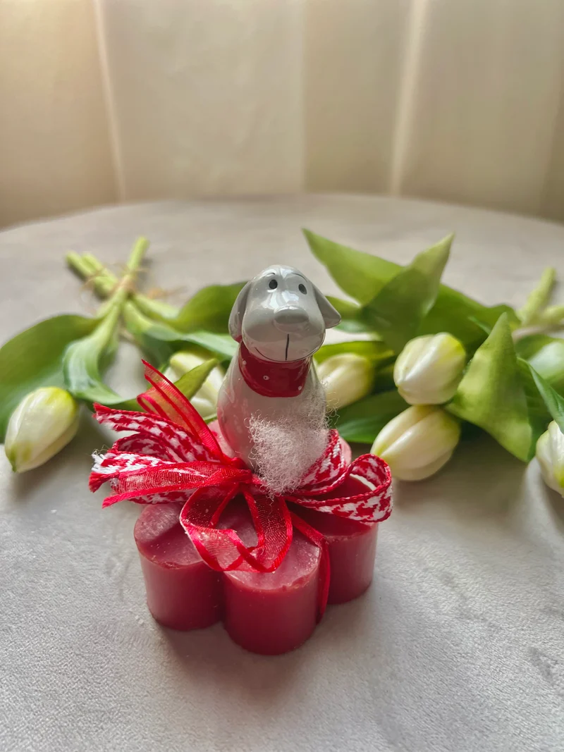 Sapone decorativo con decorazione in ceramica - Cagnolino