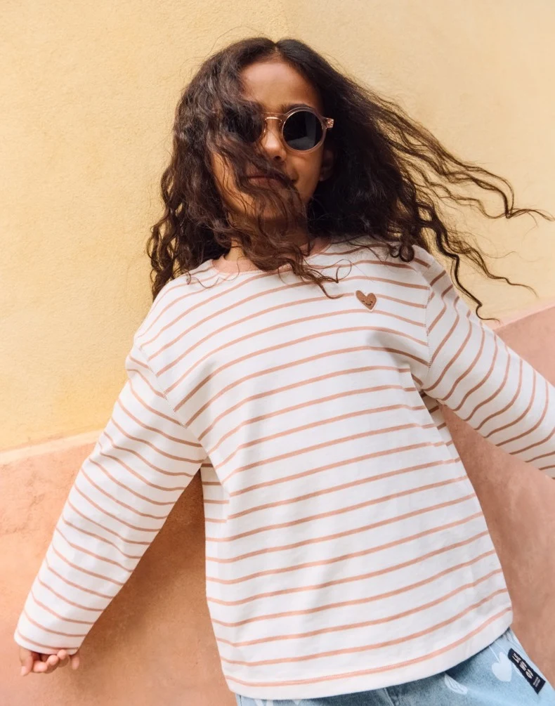 T-shirt LS Tyler Stripe - Heart Tuscany Rose / Creme de la Creme