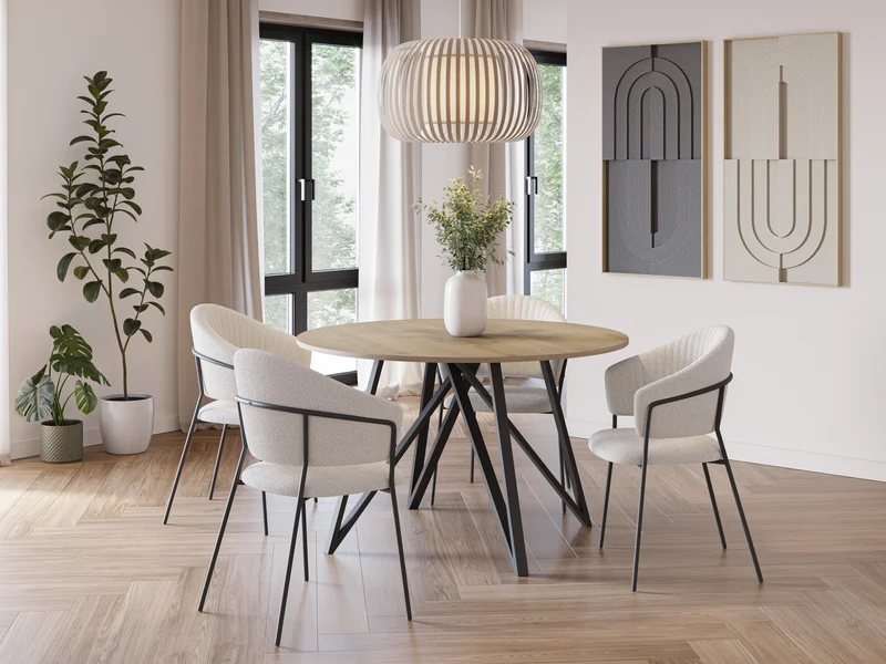 Tavolo tondo per 4/6 persone rovere e nero Brunis 120x75 cm