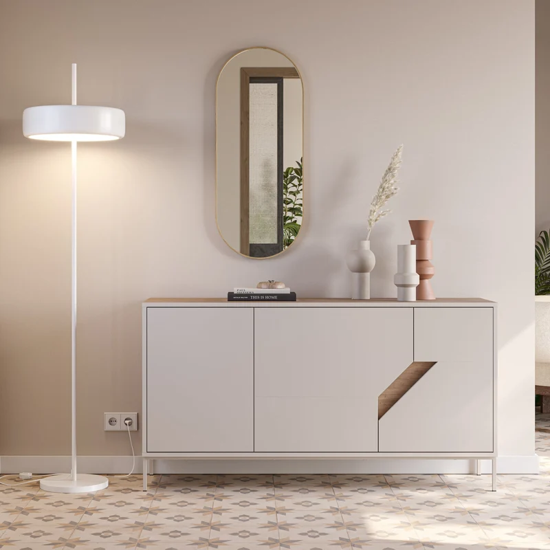 Madia 3 ante crema e rovere Remy 150x80 cm
