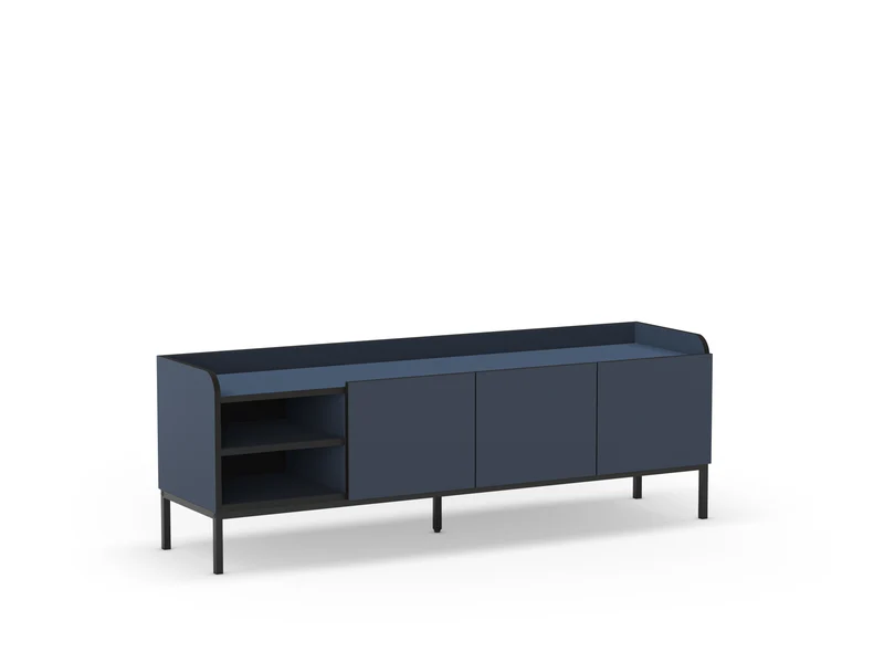 Mobile TV 3 ante con gamba in metallo Audry 160x55 cm