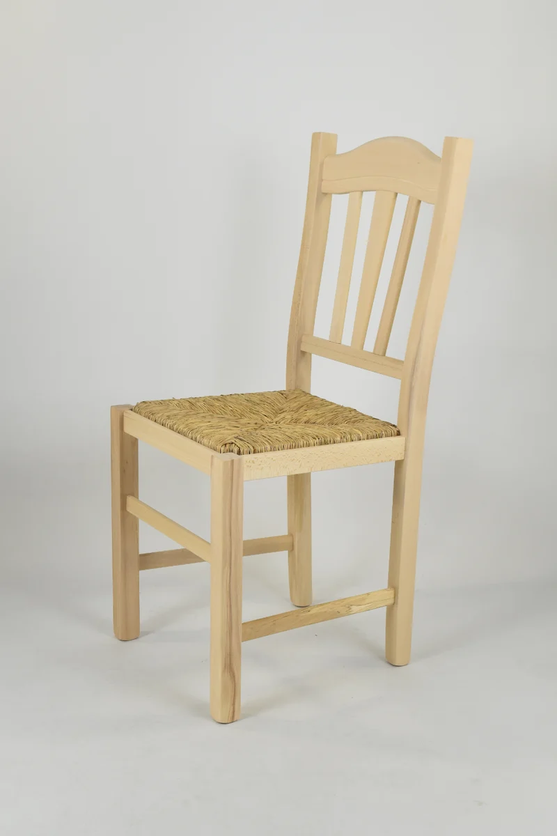 Set sedie modello Silvana con robusta struttura in legno di faggio levigato, non trattato, 100% naturale e seduta in paglia