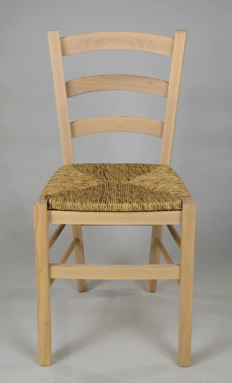 Set sedie modello Venezia con robusta struttura in legno di faggio levigato, non trattato, 100% naturale e seduta in paglia