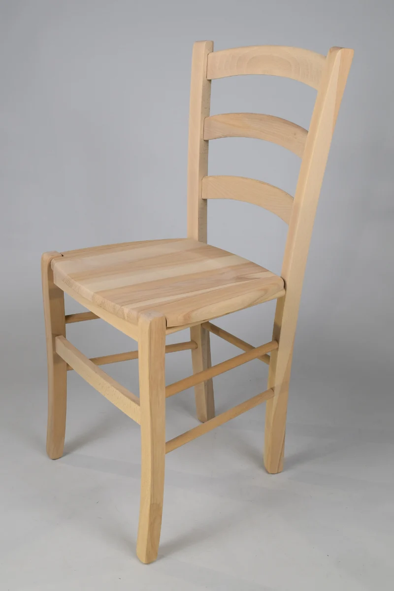 Set sedie modello Venezia con robusta struttura in legno di faggio levigato, non trattato, 100% naturale e seduta in legno